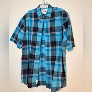 Lacoste Men's Blue and Navy Checkered Shirt